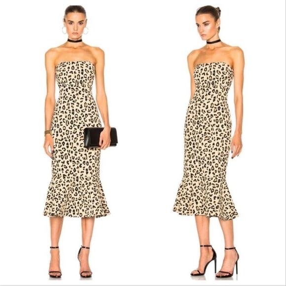 Cinq A Sept Luna leopard print trumpet dress Sz 4 revolve - Picture 1 of 7